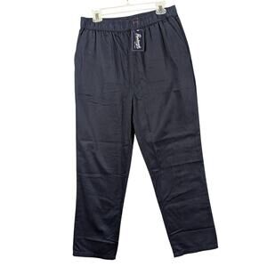 Pembrook Pants Mens Large Navy Blue Comfort Collection Elastic Waist Pockets New